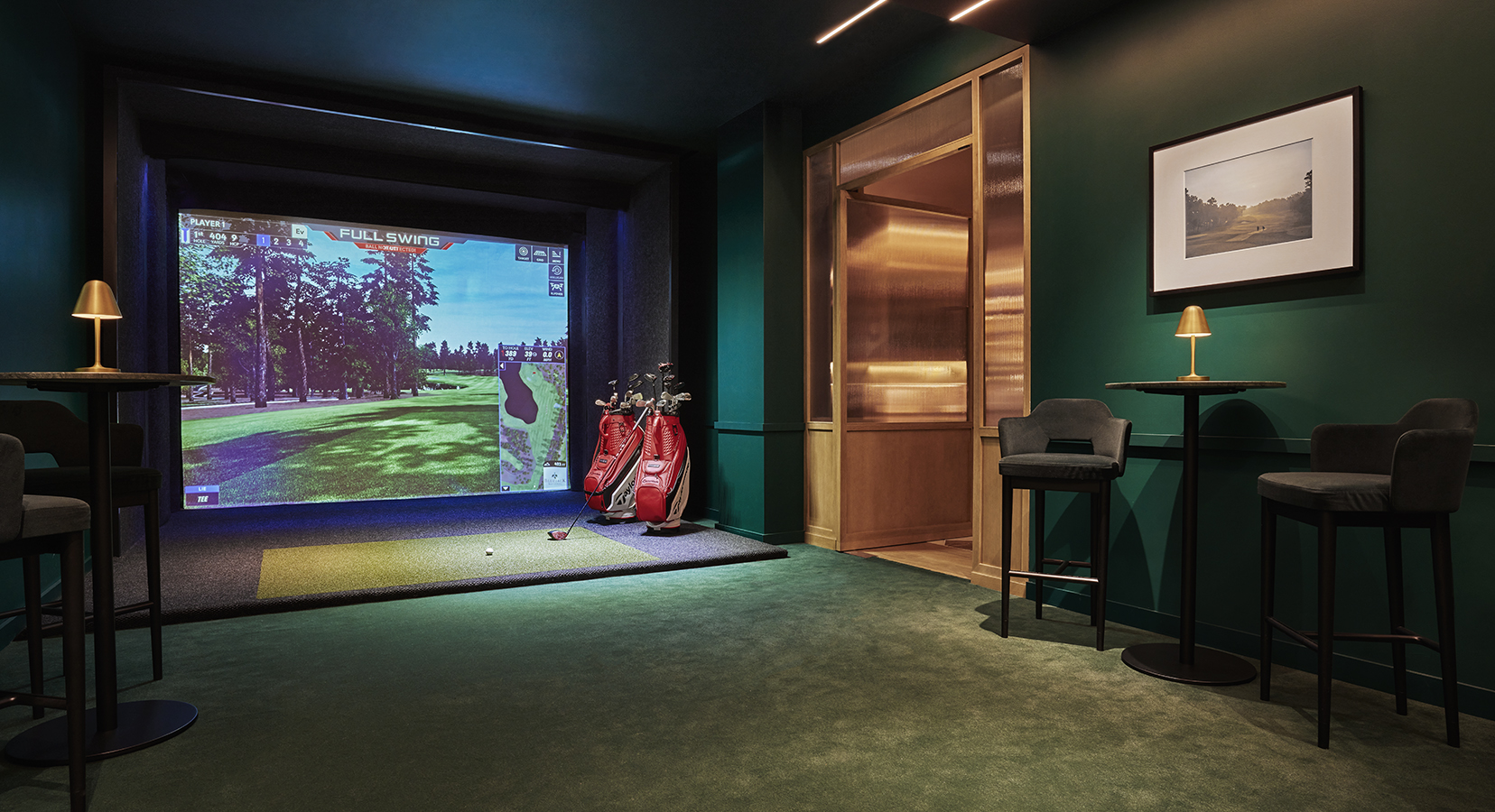 Golf simulator at The Elwood Club